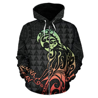 Polynesian Kakau Kaukaoho Helmet Kanaka Warrior Hawaii Zip Hoodie - Polynesian Pride