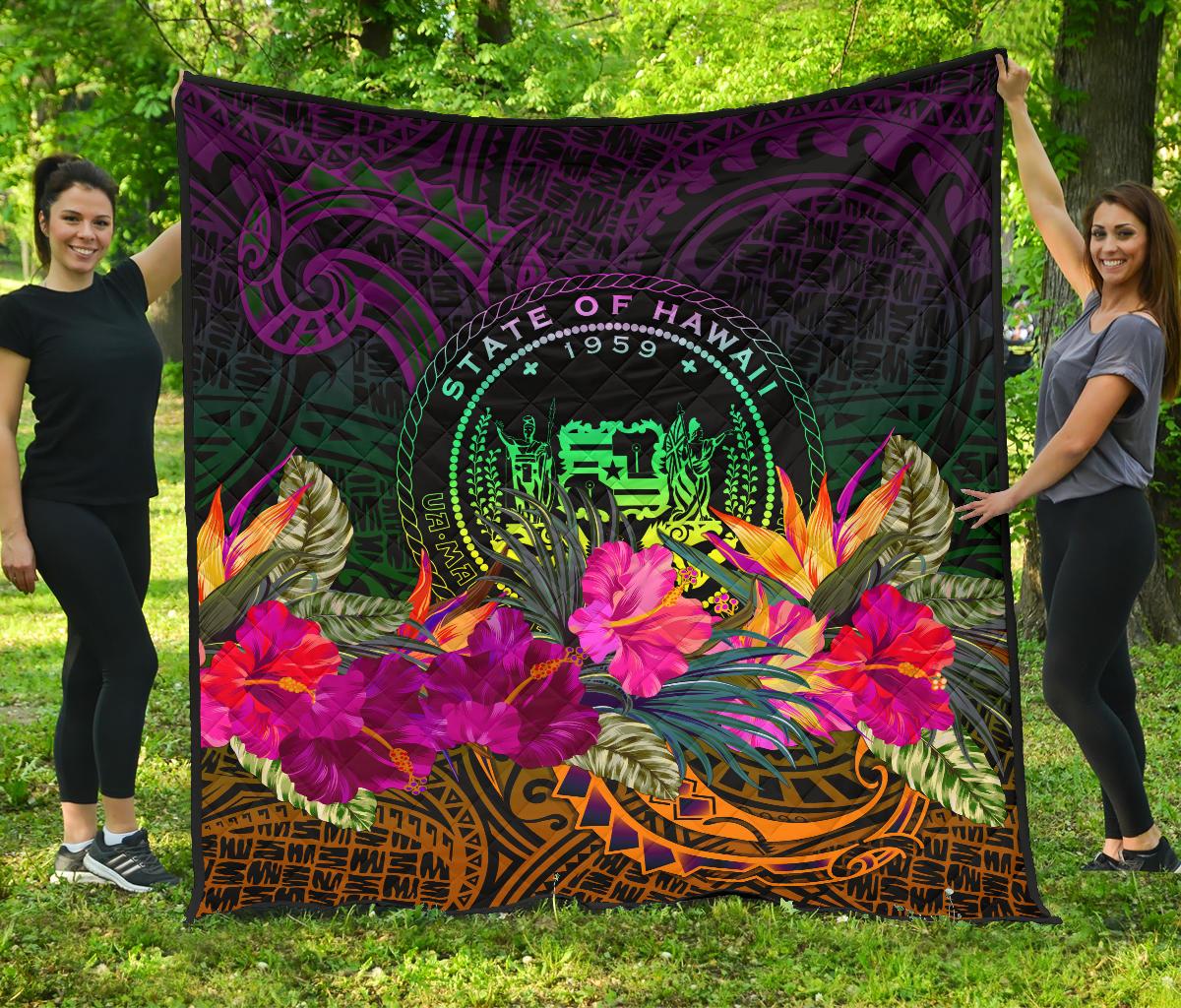 Polynesian Hawaii Premium Quilt - Summer Hibiscus - Polynesian Pride