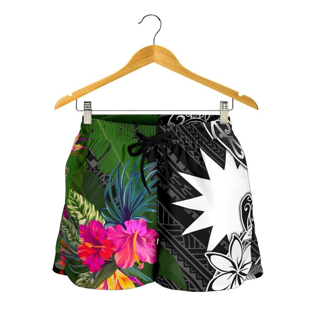 Nauru Women Shorts - Turtle Plumeria Banana Leaf - Polynesian Pride