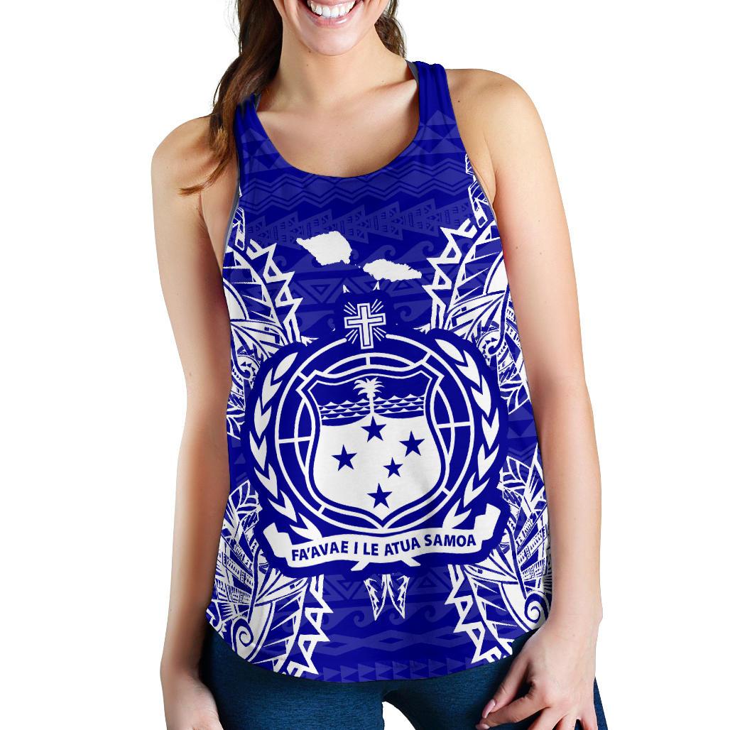 Samoa Polynesian Women Tank Top Map Blue Blue - Polynesian Pride