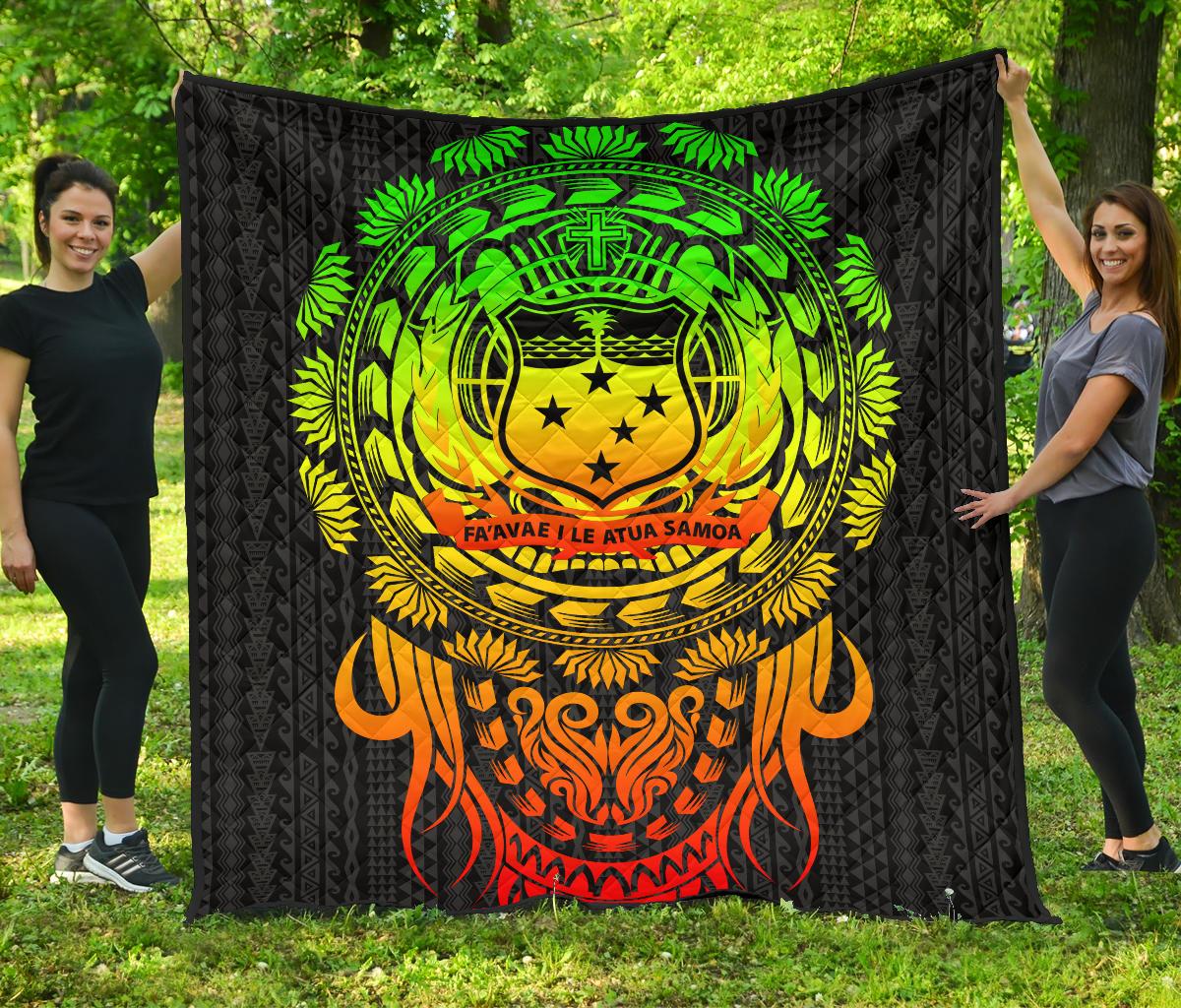 Samoa Polynesian Premium Quilt - Tattoo Pattern With Seal - Polynesian Pride