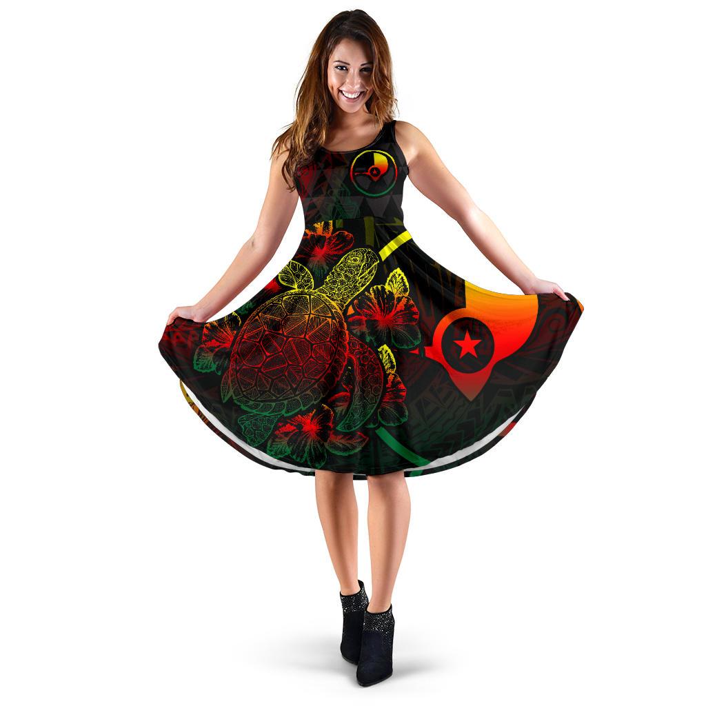 Yap Polynesian Midi Dress - Turtle Hibiscus Reggae Women Reggae - Polynesian Pride