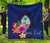 Guam Polynesian Custom Personalised Premium Quilt - Floral With Seal Blue - Polynesian Pride