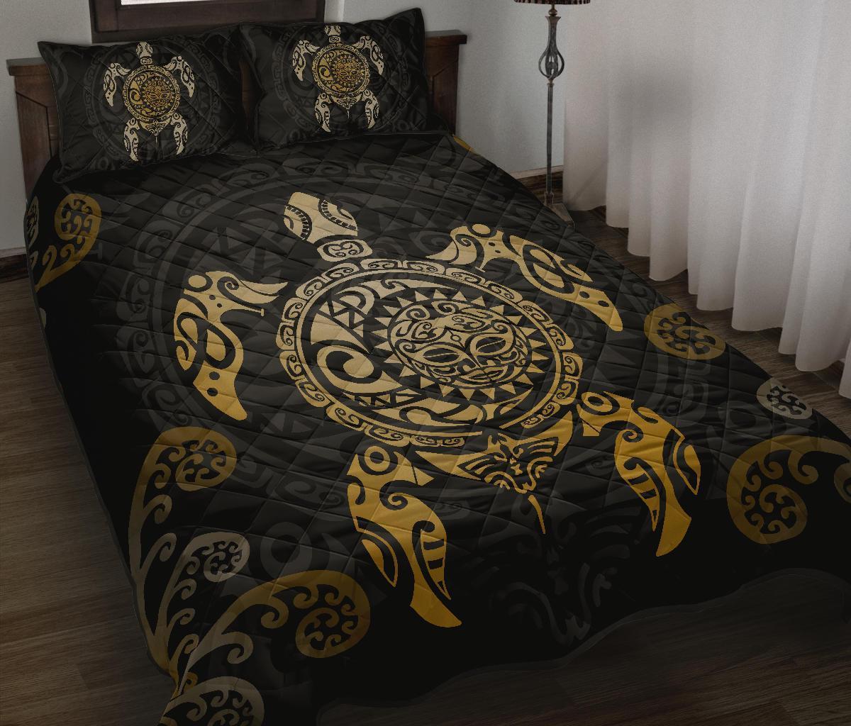 Maori Turtle Quilt Bed Set Gold Gold - Polynesian Pride
