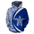 Hawaii Turtle Polynesian Hoodie Circle Style White and Blue - Polynesian Pride
