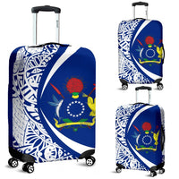 Cook Islands Polynesian Luggage Cover - Circle Style 07 White - Polynesian Pride
