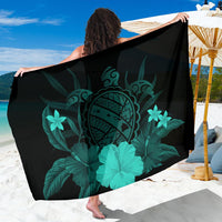 Hawaii Turtle Map Hibiscus Sarong - Turquoise Sarong One Size Turquoise - Polynesian Pride