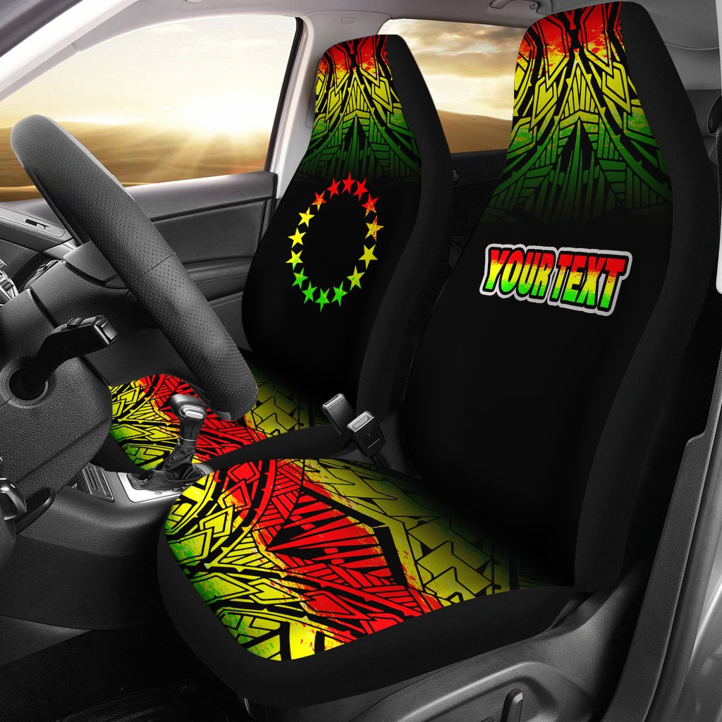 Cook Islands Custom Personalised Car Seat Covers - Cook Islands Flag Fog Reggae Style Universal Fit Reggae - Polynesian Pride
