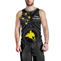 Papua New Guinea Men's Tank Top - Flag With Polynesian Patterns (Black) - Polynesian Pride