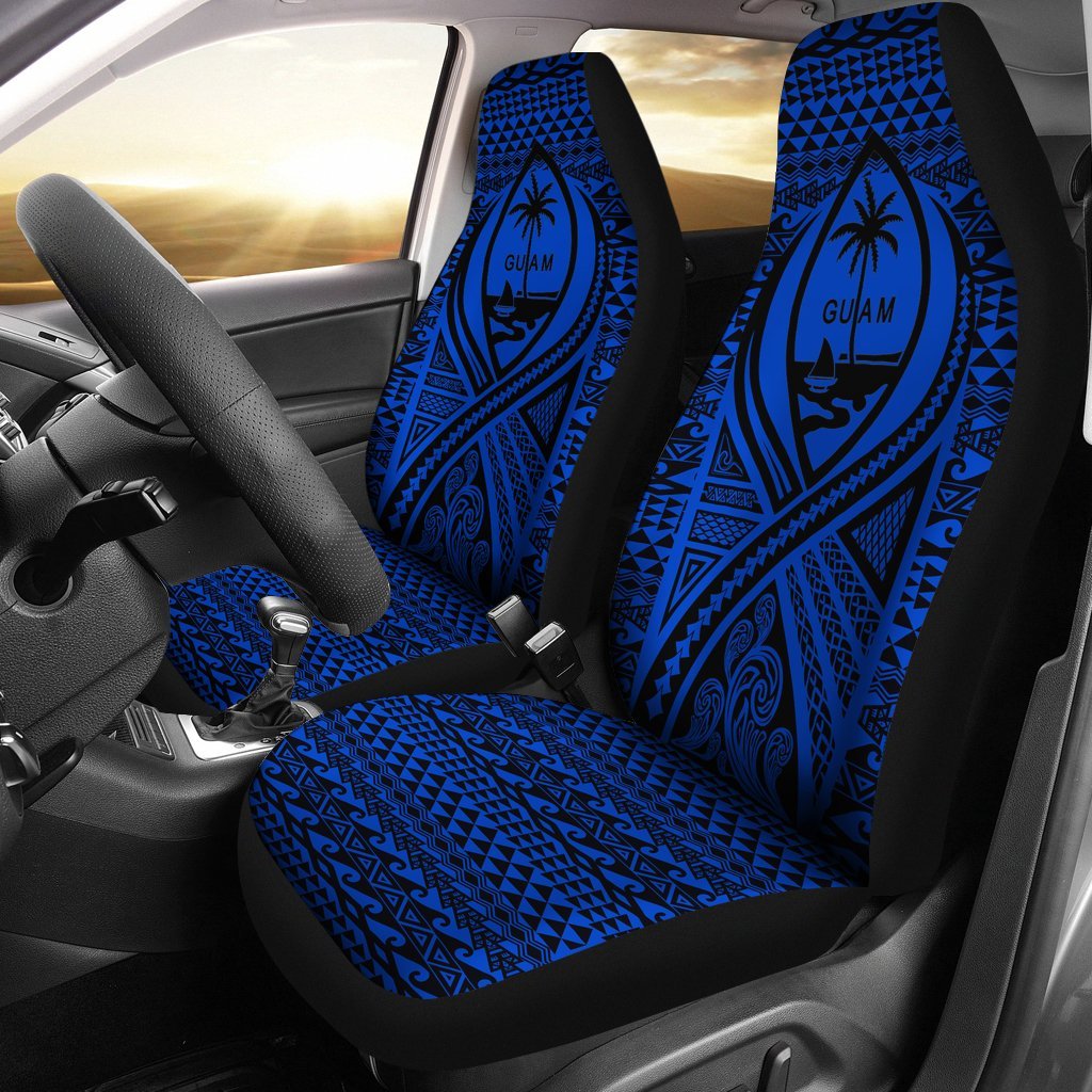 Guam Car Seat Cover - Guam Coat Of Arms Blue Universal Fit Blue - Polynesian Pride