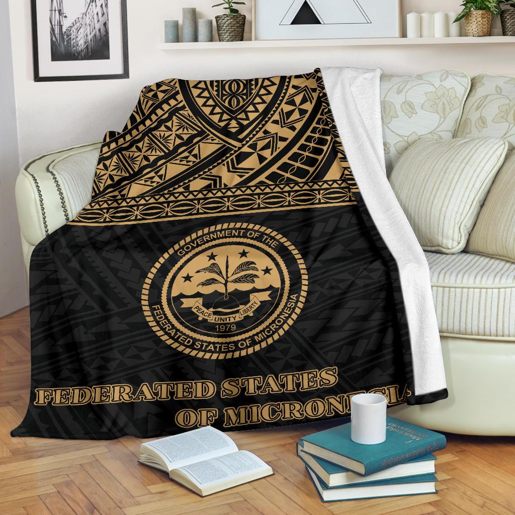 Federated States of Micronesia Premium Blanket - Micronesian Gold Version White - Polynesian Pride