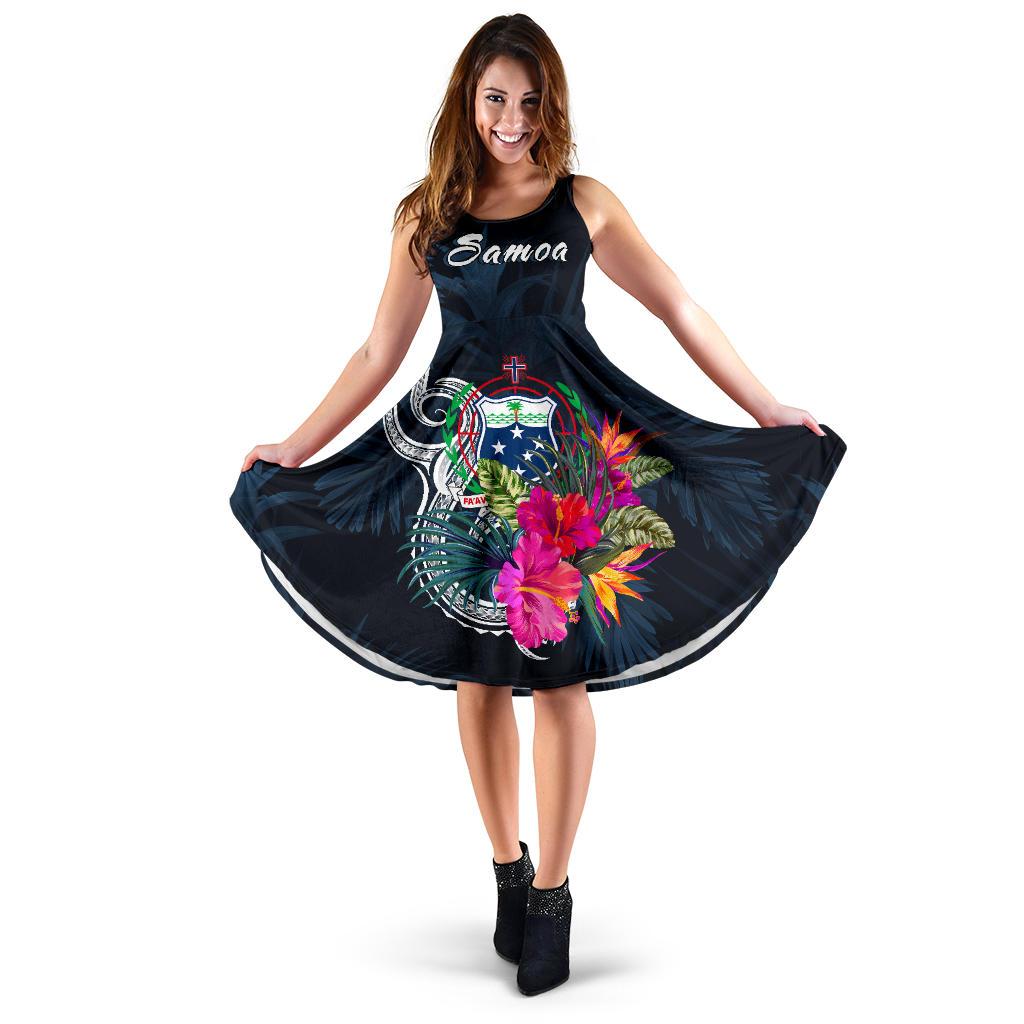 Samoa Polynesian Midi Dress - Tropical Flowers - Polynesian Pride