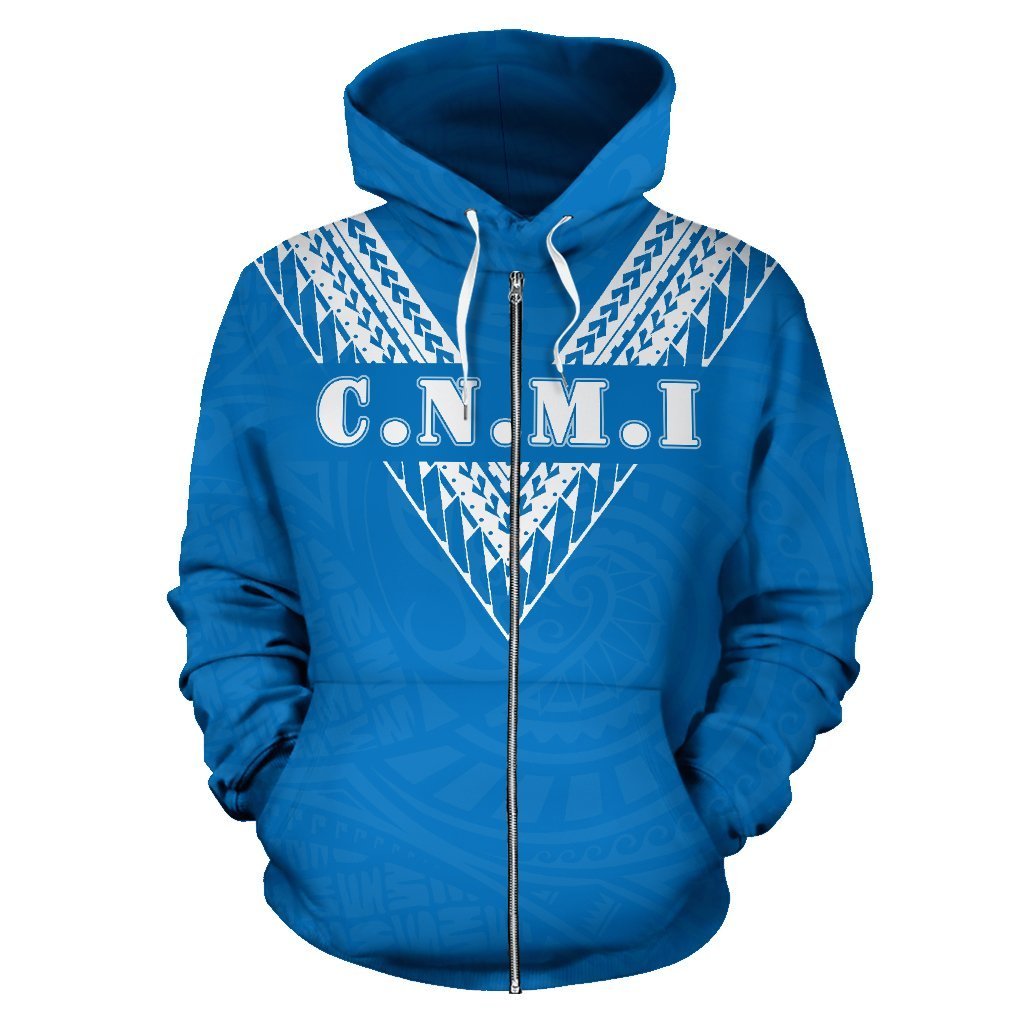 Northern Mariana Islands All Over Zip up Hoodie Polynesian Style - Polynesian Pride