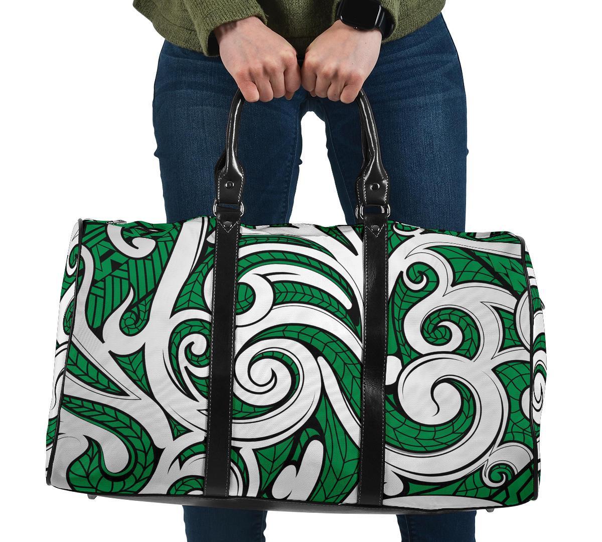 Polynesian Maori Ethnic Ornament Green Hawaii Travel Bag Travel Bag One size Green - Polynesian Pride