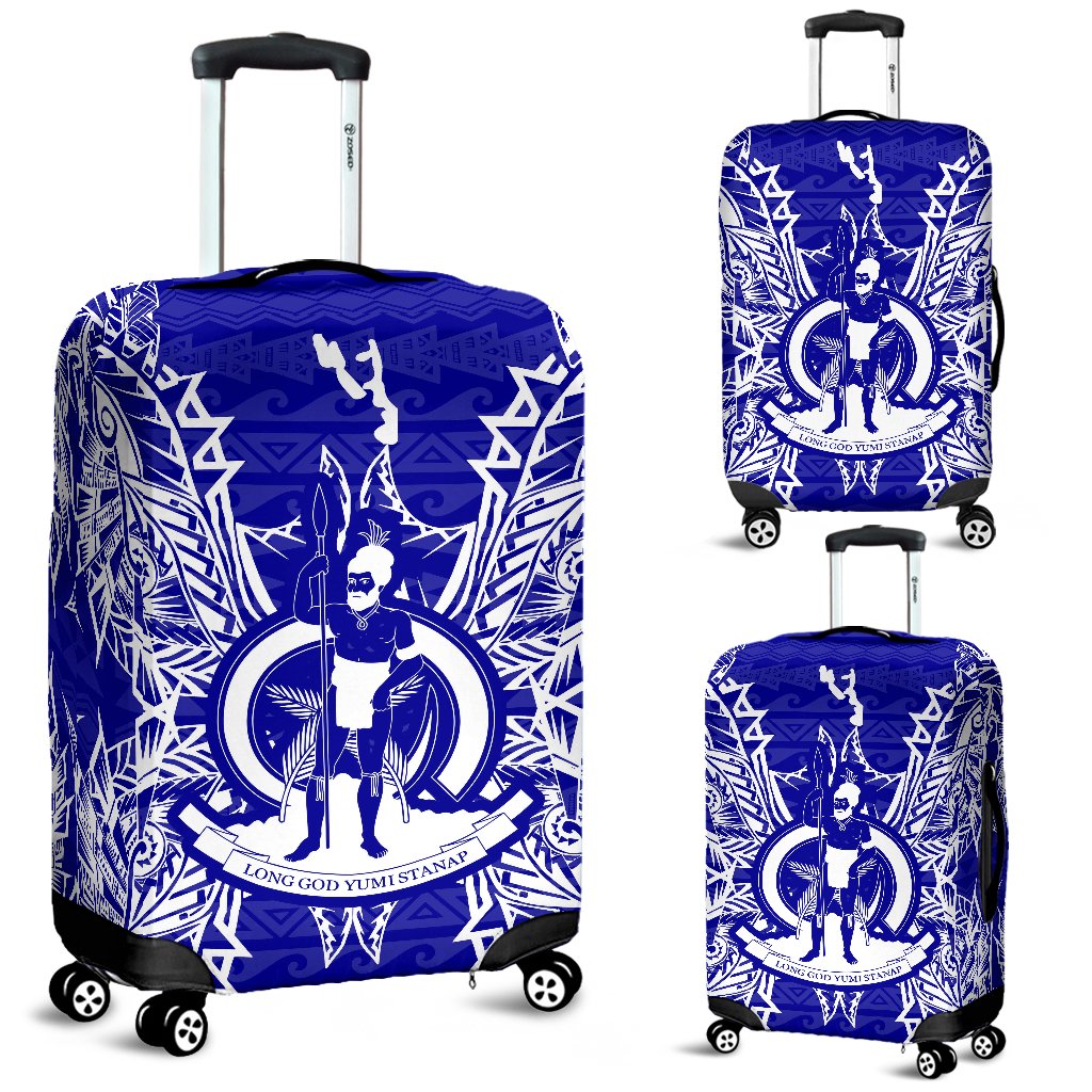 Vanuatu Polynesian Luggage Covers Map Blue Blue - Polynesian Pride