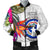 Northern Mariana Islands Men's Bomber Jacket Polynesian Hibiscus White Pattern White - Polynesian Pride
