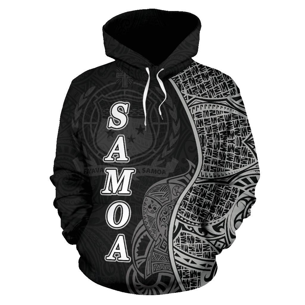 Samoa Polynesian Hoodie Coconut Tree Black - Polynesian Pride