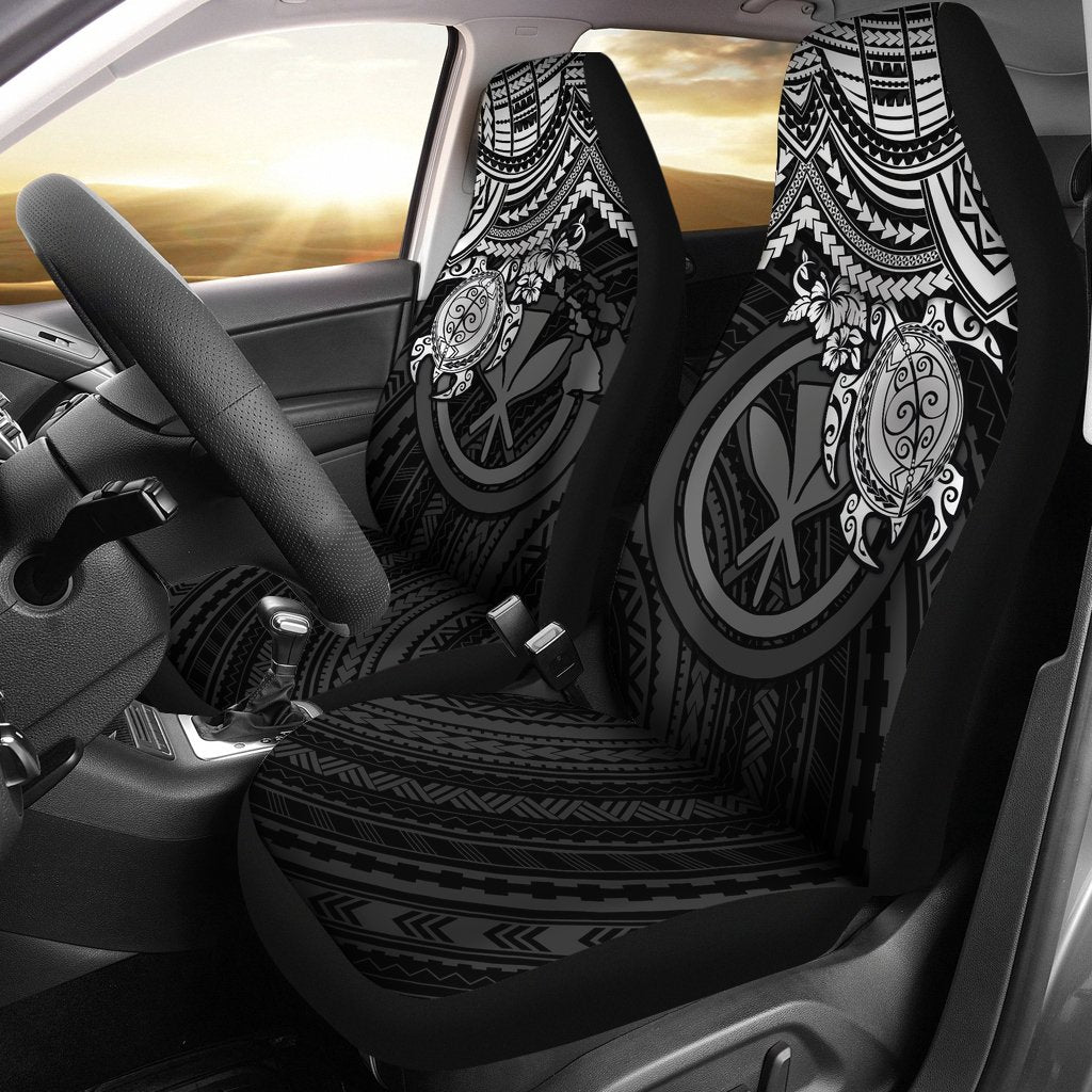 Hawaii Polynesian Car Seat Covers - Kanaka Maoli White Turtle Hibiscus Universal Fit WHITE - Polynesian Pride