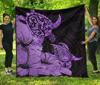 Hawaii Turtle Premium Quilt Polynesian Hibiscus Art Violet AH Violet - Polynesian Pride