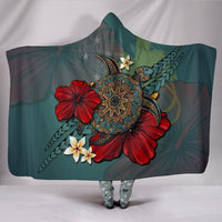 Papua New Guinea Hoodie Blanket - Blue Turtle Tribal Hooded Blanket - Polynesian Pride
