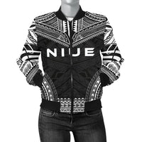 Niue Polynesian Chief Women'S Bomber Jacket - Black Version Black - Polynesian Pride