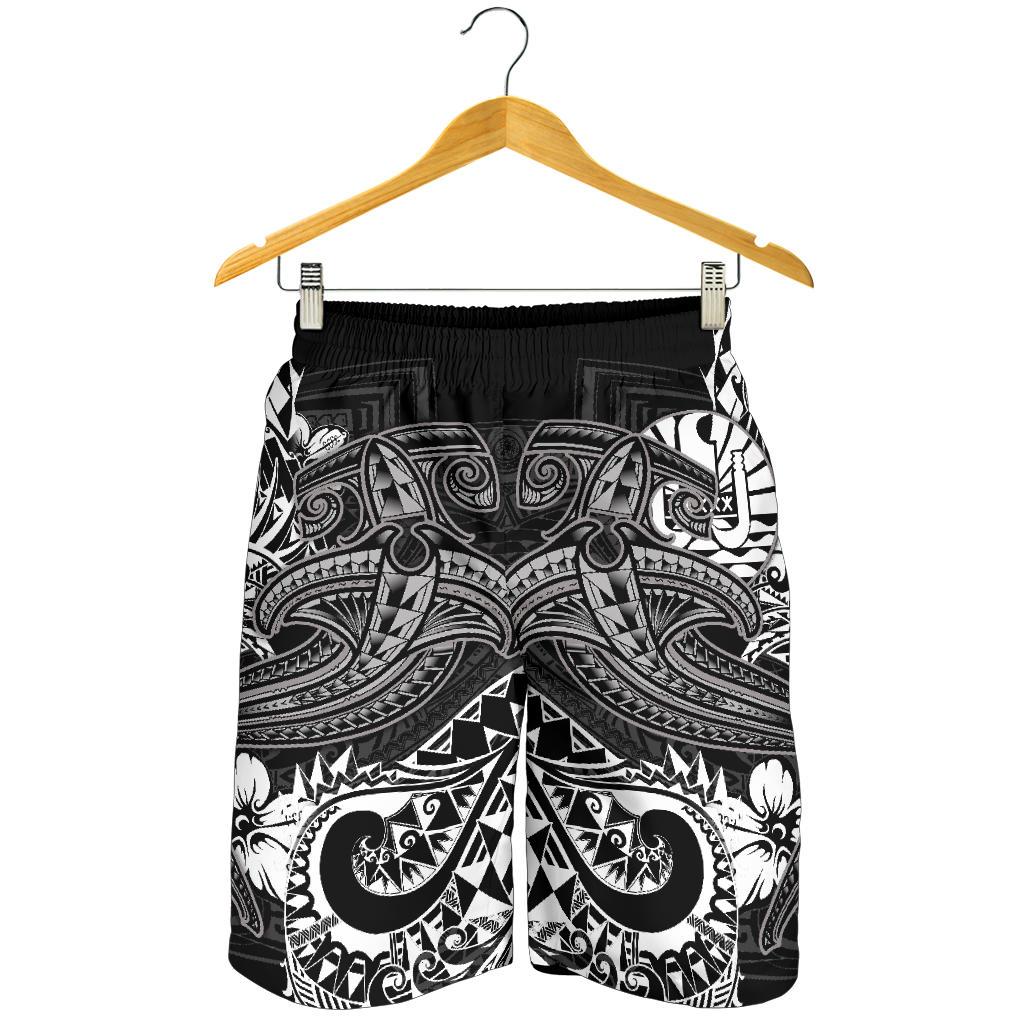 Tahiti Men's Shorts - White Shark Polynesian Tattoo - Polynesian Pride