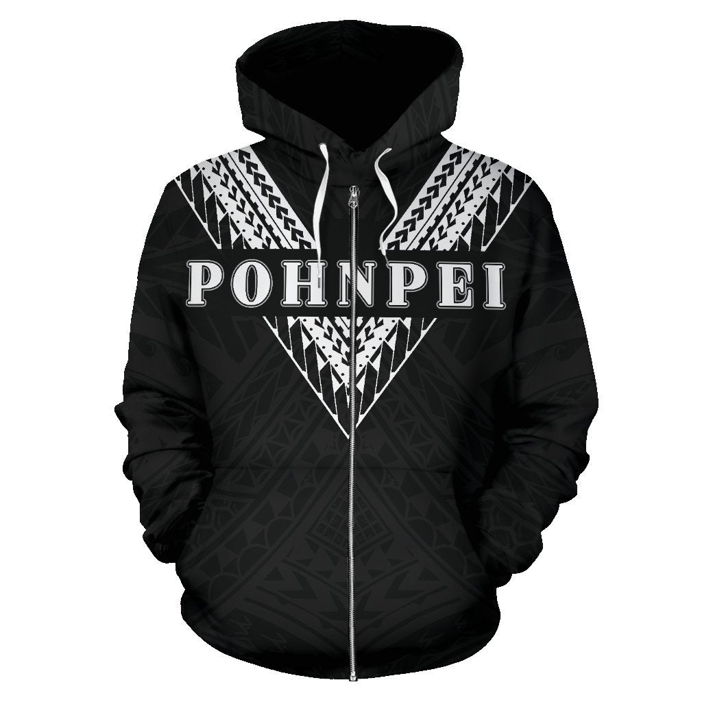 Pohnpei All Over Zip up Hoodie Black Sailor Style - Polynesian Pride