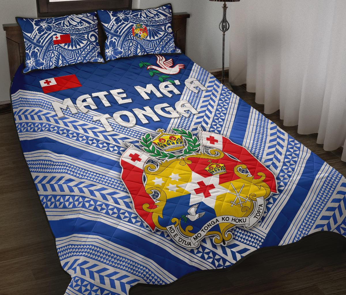 Mate Ma'a Tonga Rugby Quilt Bed Set Polynesian Creative Style - Blue Art - Polynesian Pride