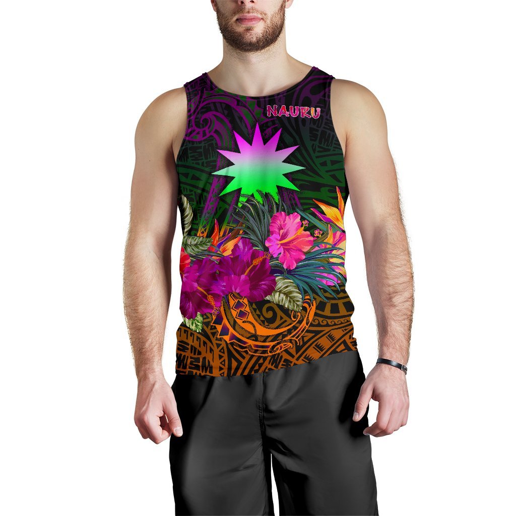 Nauru Men's Tank Top - Summer Hibiscus - Polynesian Pride