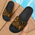 Chuuk Slide Sandals - Turtle Hibiscus Pattern Gold Black - Polynesian Pride