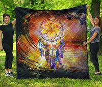 Hibiscus Dreamcatcher Premium Quilt Black - Polynesian Pride
