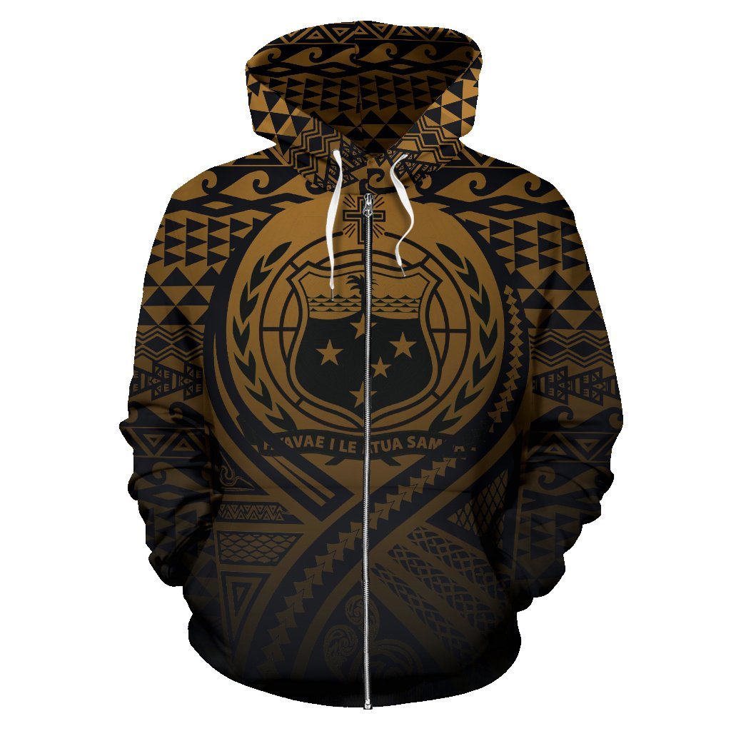 Samoa All Over Zip up Hoodie Lift up Gold - Polynesian Pride