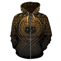 Samoa All Over Zip up Hoodie Lift up Gold - Polynesian Pride
