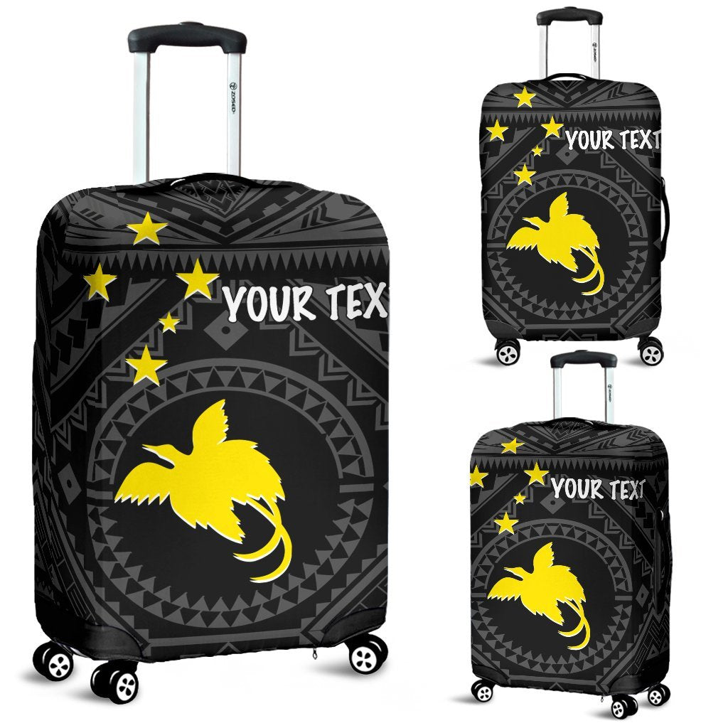 Papua New Guinea Personalised Luggage Covers - Flag With Polynesian Patterns (Black) - Polynesian Pride