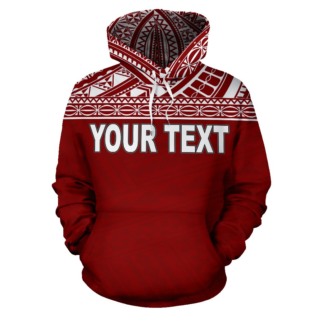 Tahiti Pollynesian ll Over Custom Hoodie Red Horizontal - Polynesian Pride