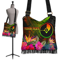 YAP Polynesian Personalised Crossbody Boho Handbag - Hibiscus and Banana Leaves - Polynesian Pride