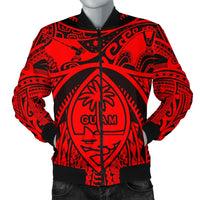 Polynesian Men's Bomber Jackets - Guam Flag, Seal with Maui Moana Tattoo Black - Polynesian Pride