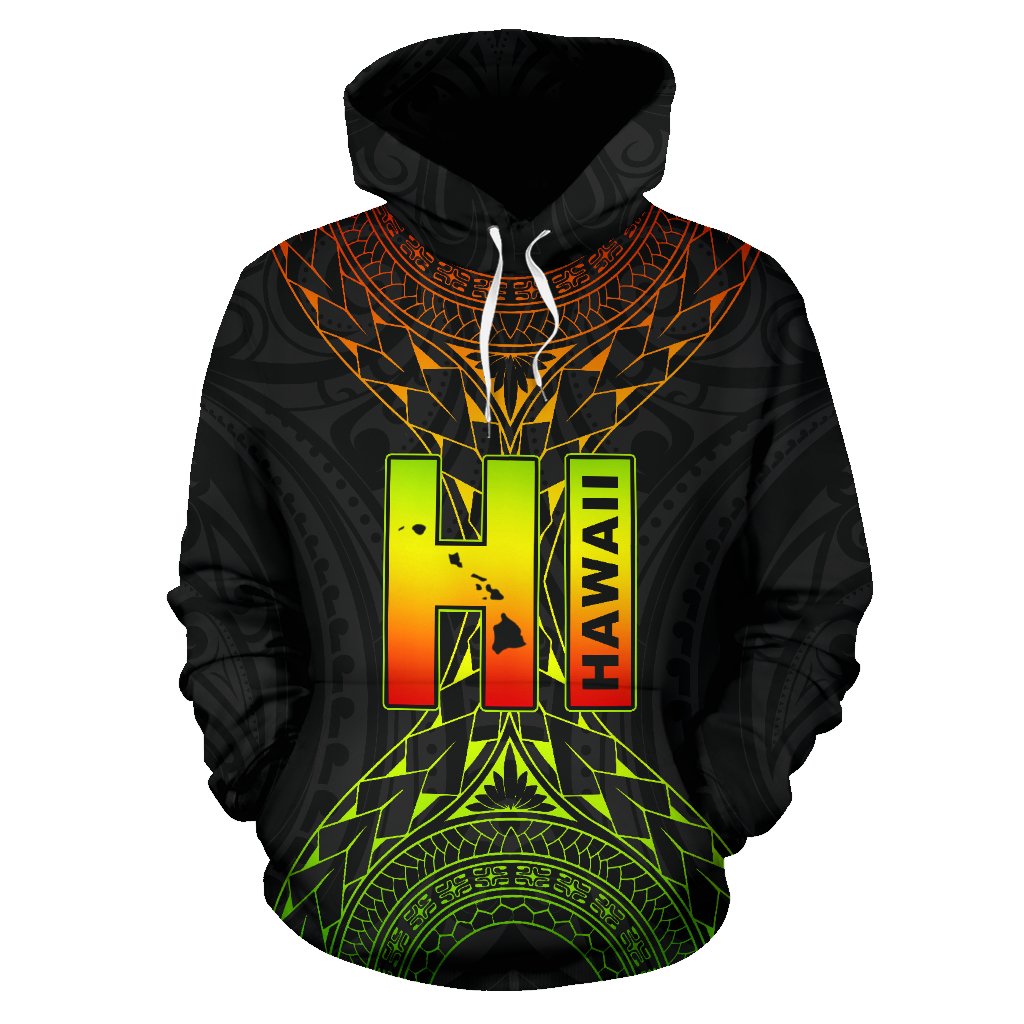 Hawaii Map Polynesian All Over Hoodie Lucy Ciliata Reggae Color Style - Polynesian Pride