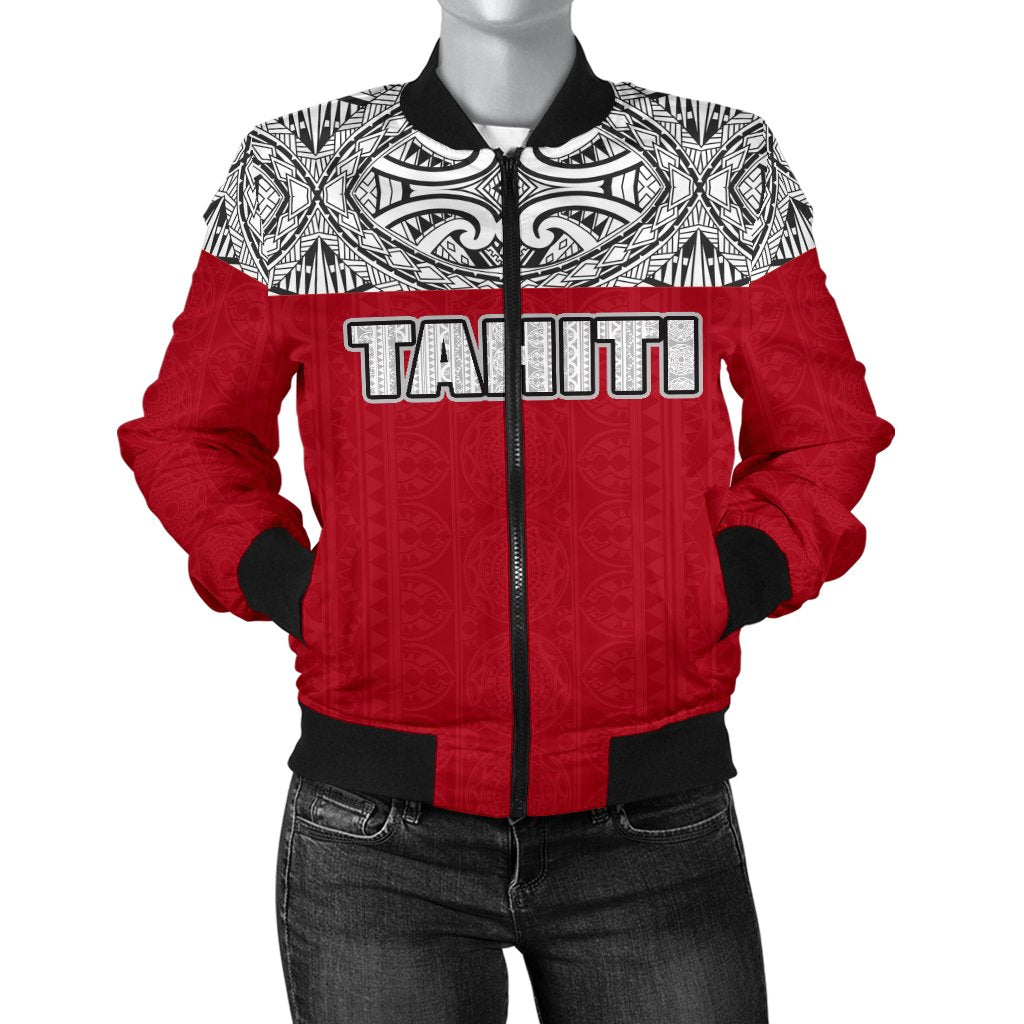Tahiti Women's Bomber Jacket - Polynesian Design Black - Polynesian Pride
