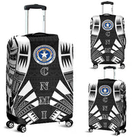Northern Mariana Islands Luggage Cover - Polynesian Tattoo Black Black - Polynesian Pride