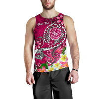 Tahiti Custom Personalised Men's Tank Top - Turtle Plumeria (Pink) - Polynesian Pride