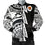 Polynesian Guinea Men's Bomber Jacket - Moana Maui Tattoo With Coat Of Arm Guinea White - Polynesian Pride