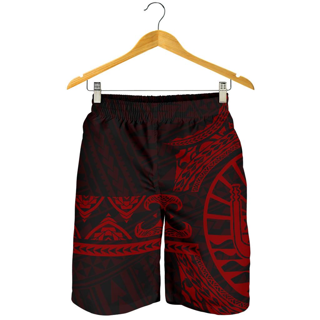 Tahiti Polynesian All Over Print Men's Short - Red Version Red - Black - Polynesian Pride
