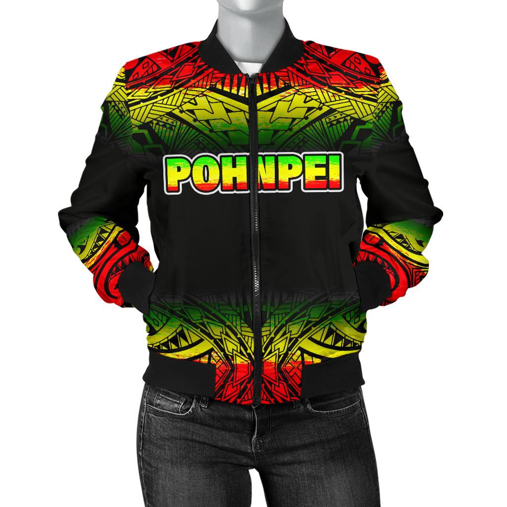 Pohnpei Women's Bomber Jacket - Fog Reggae Style Reggae - Polynesian Pride