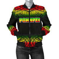 Pohnpei Women's Bomber Jacket - Fog Reggae Style Reggae - Polynesian Pride