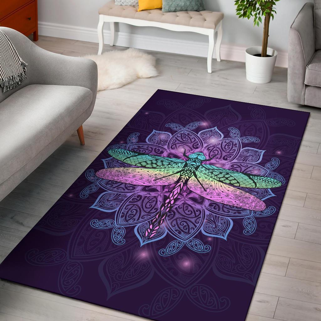 New Zealand Maori Mandala Dragonfly Area Rug Purple - Polynesian Pride