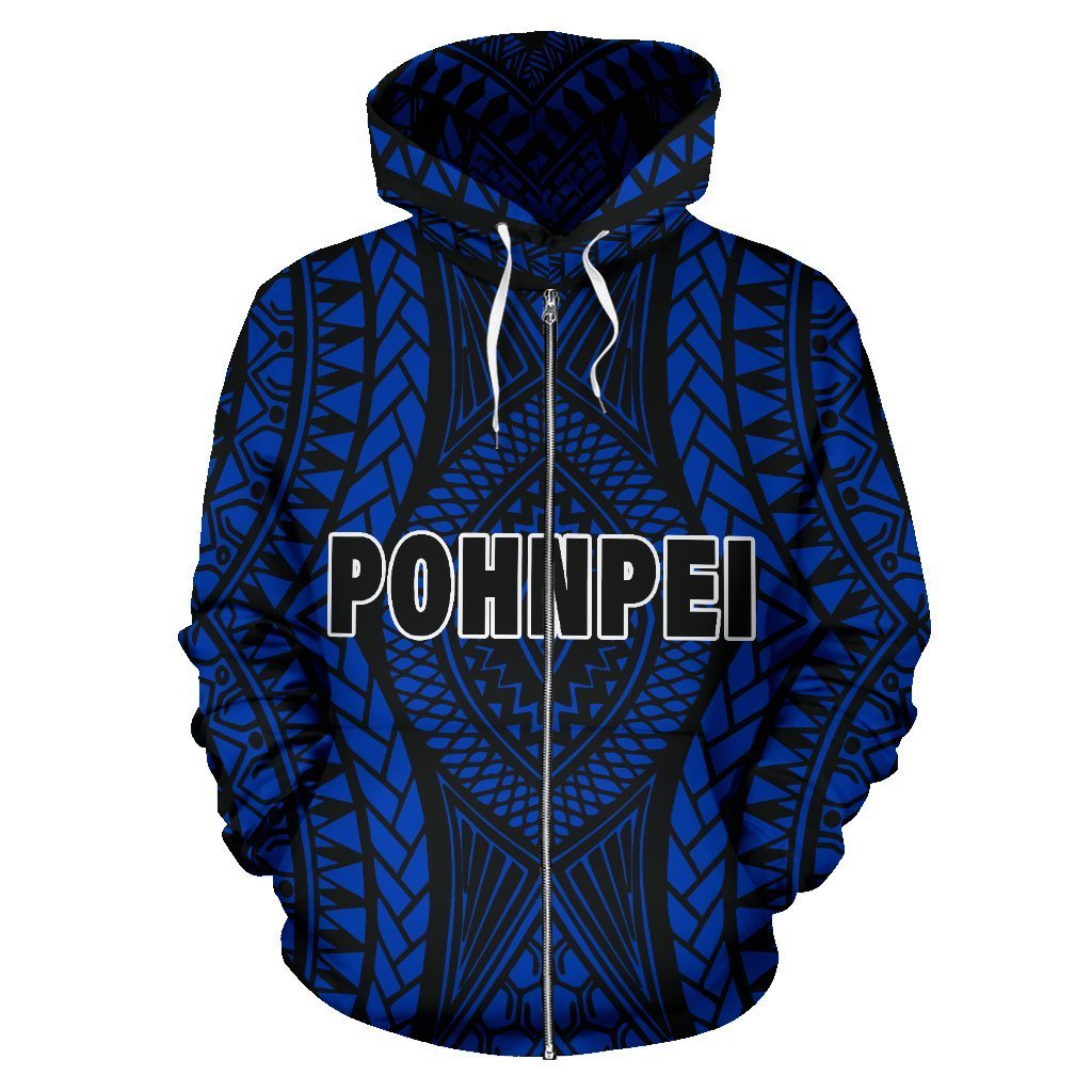 Pohnpei All Over Zip up Hoodie Central Version - Polynesian Pride