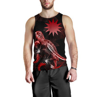 Nauru Men Tank Top - Turtle With Blooming Hibiscus Red - Polynesian Pride