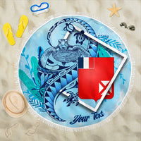 Wallis and Futuna Beach Blanket - Custom Personalised Turtle Under The Sea Style Beach Blanket - Wallis and Futuna One Size Blue - Polynesian Pride