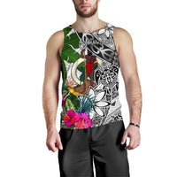 Vanuatu Custom Personalised Men's Tank Top White - Turtle Plumeria Banana Leaf - Polynesian Pride